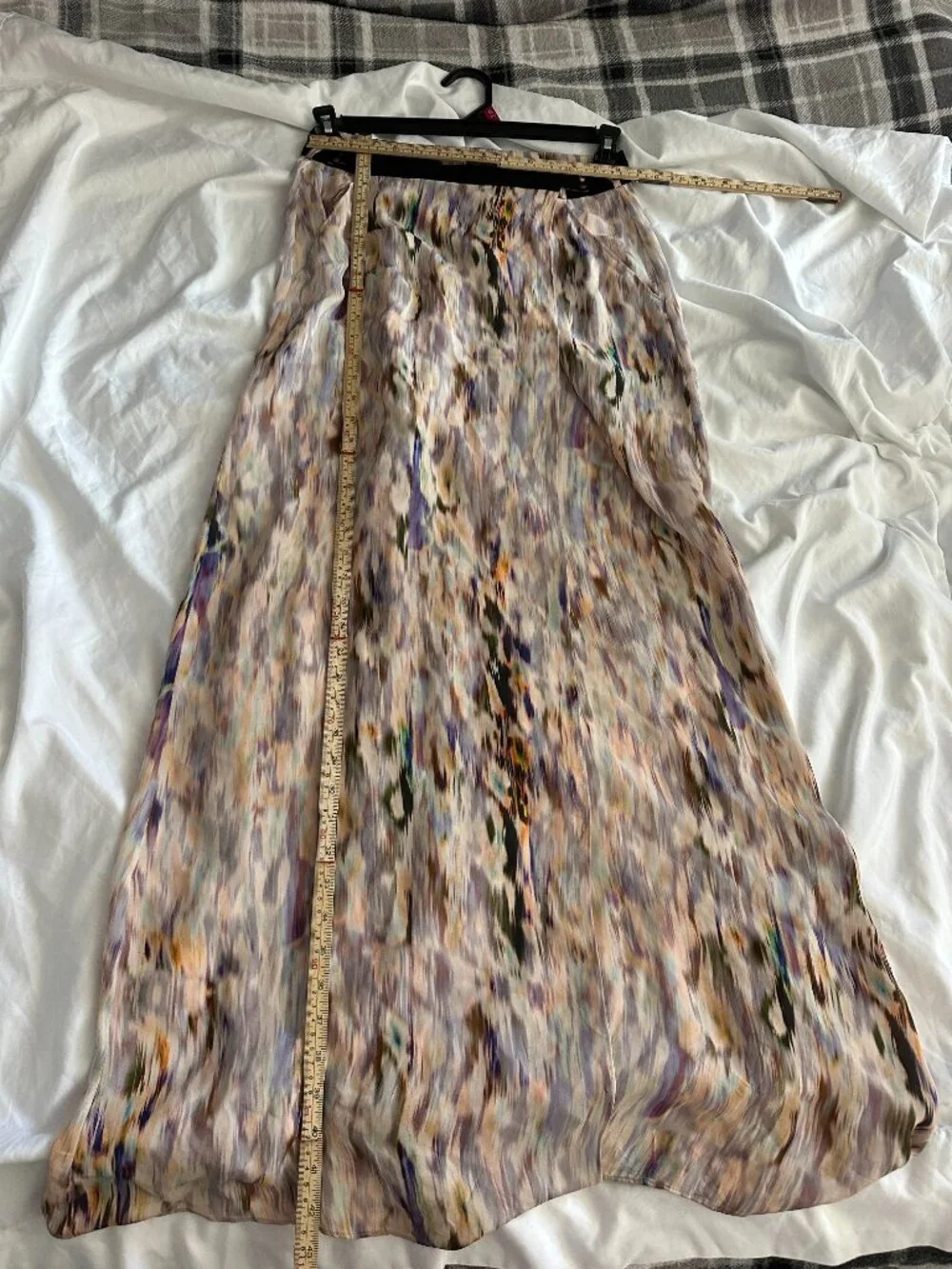 A.L.C. 100% Silk Maxi Wrap Skirt Women Size 6 Abstract Print Long Designer Skirt - Picture 6 of 7